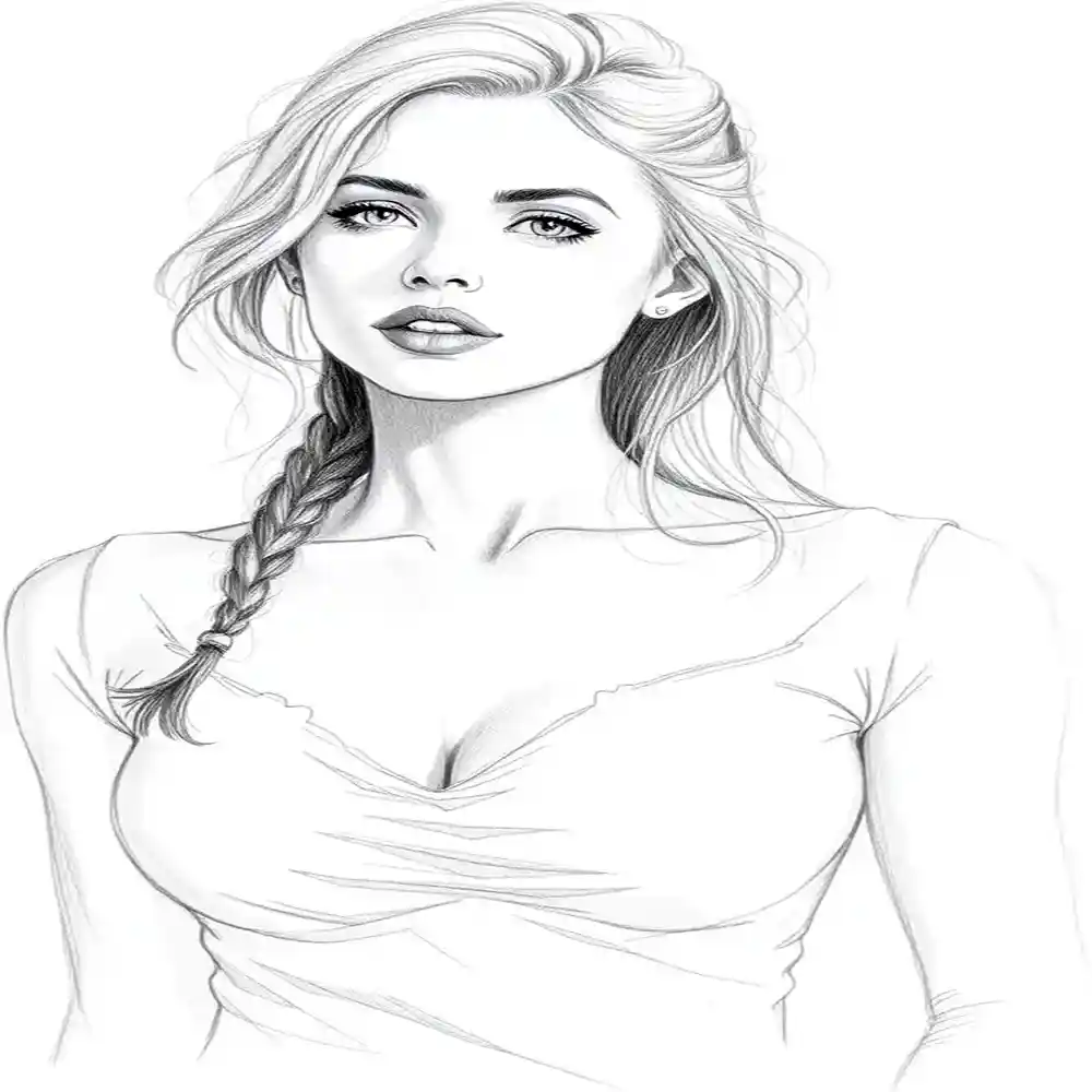 Realistic Woman Pencil Sketch-0043