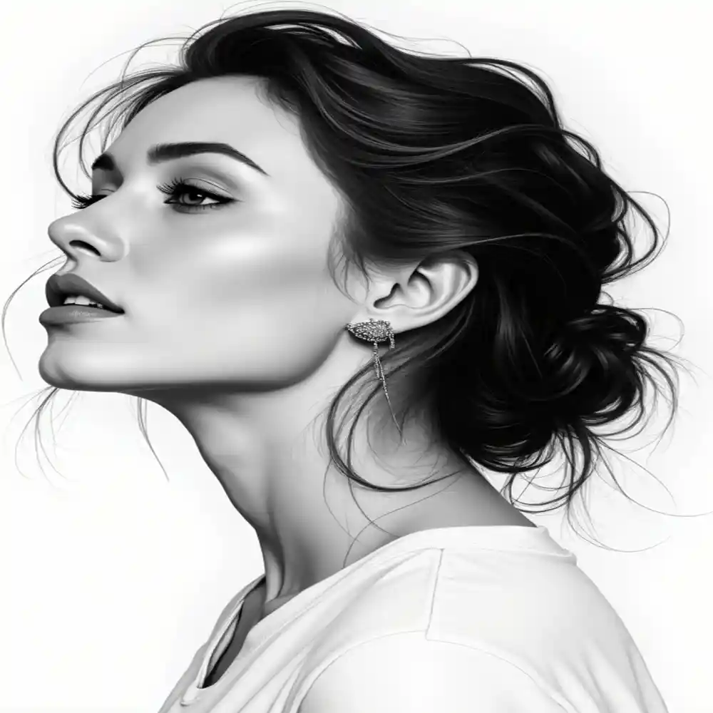 Realistic Woman Pencil Sketch-0045