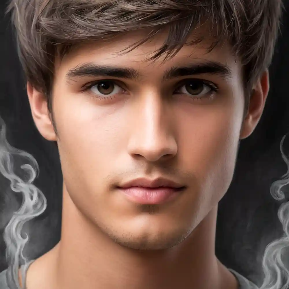 Charcoal Drawing Of Young Man’s Half Face