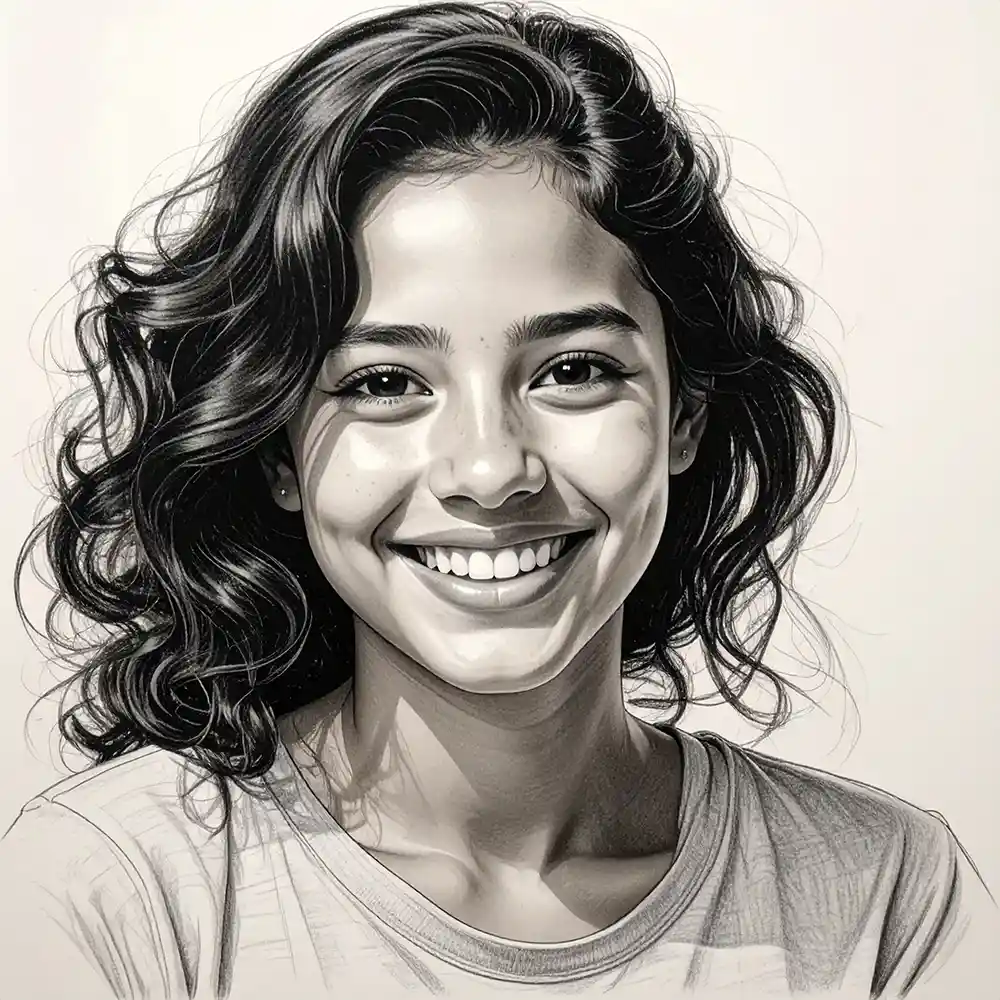 Realistic Woman Pencil Sketch-005