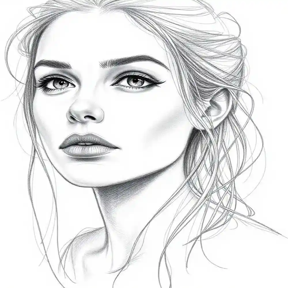 Realistic Woman Pencil Sketch-0058