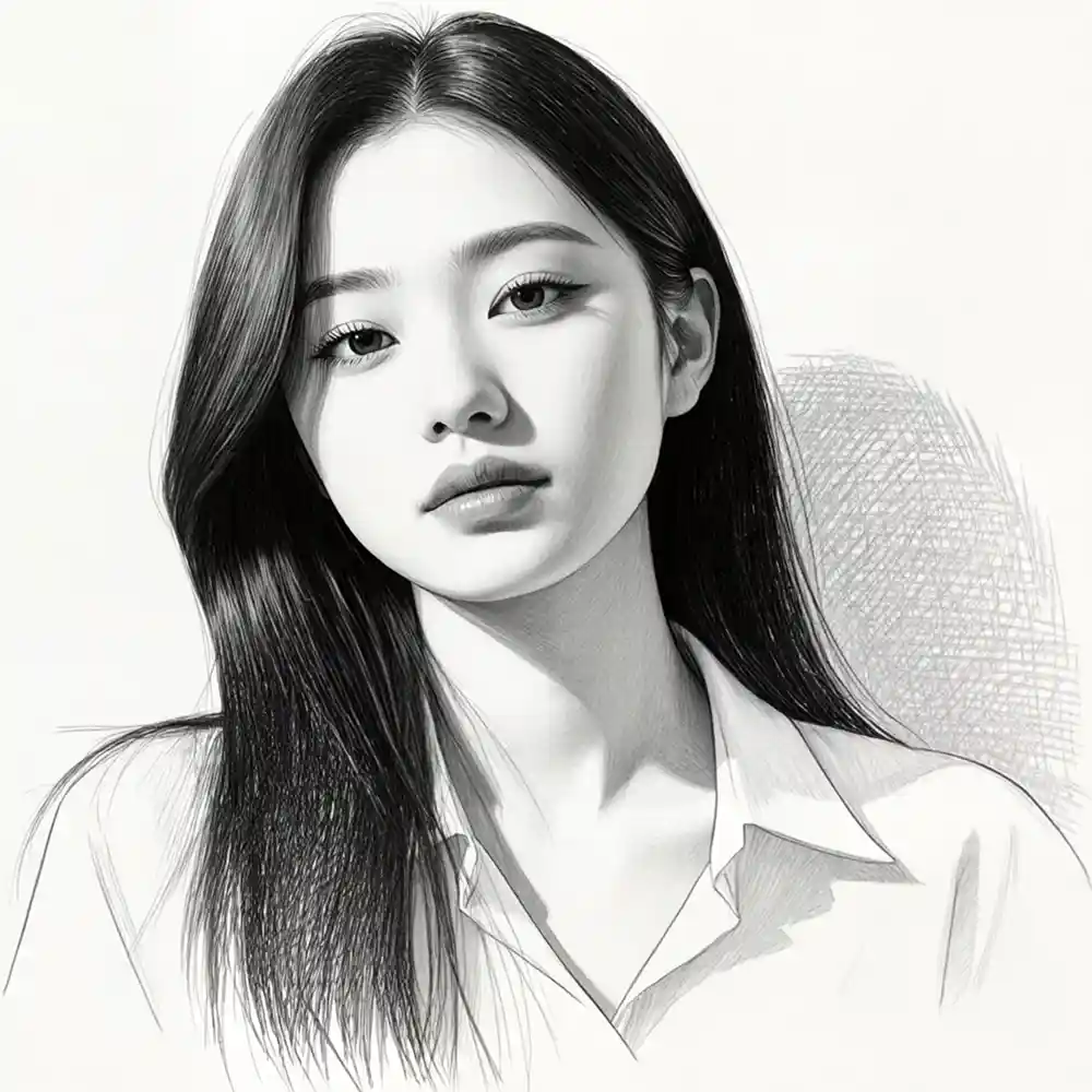 Realistic Woman Pencil Sketch-0062