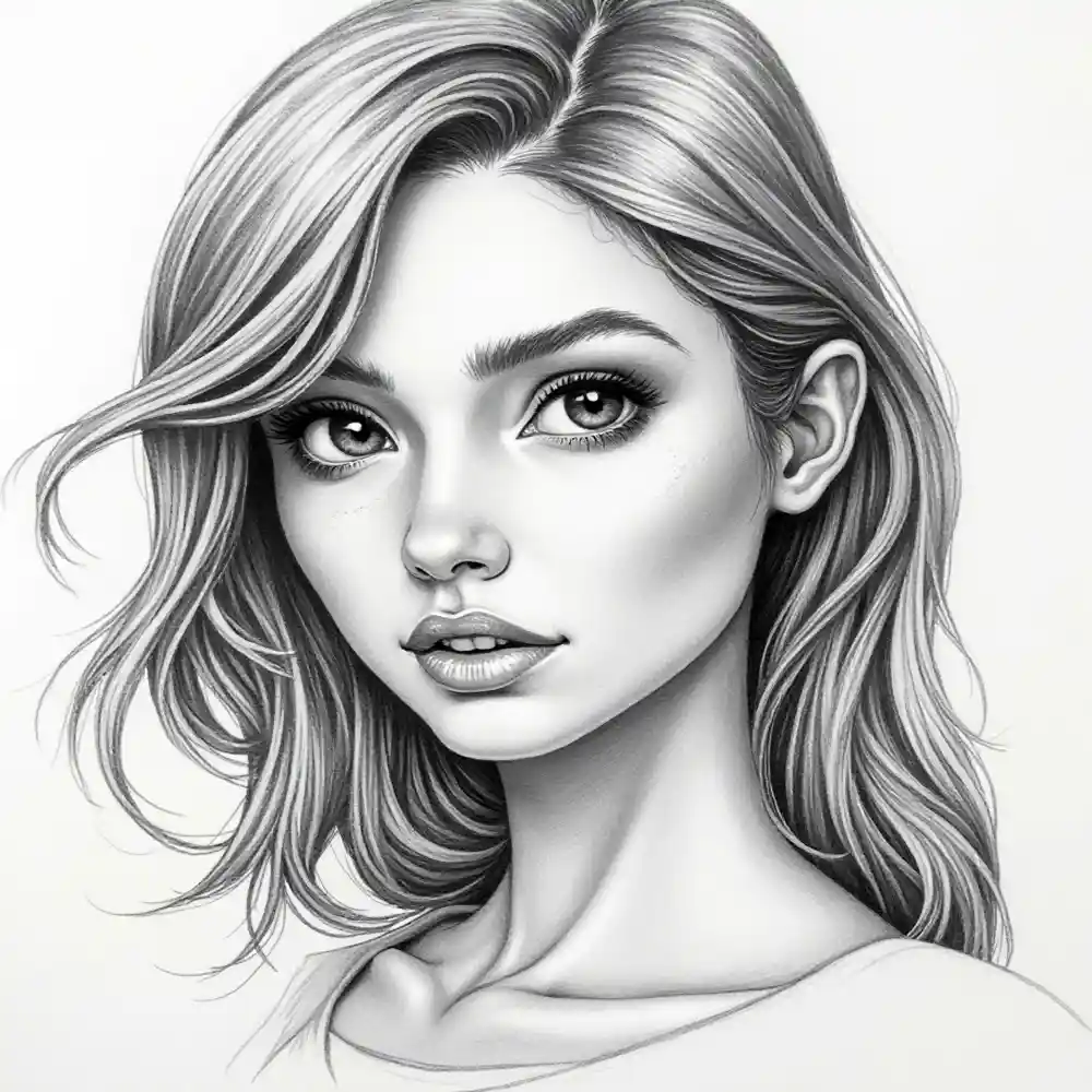 Realistic Woman Pencil Sketch-0069