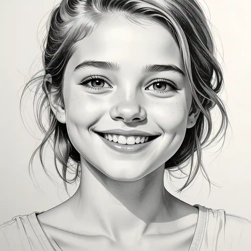 Realistic Woman Pencil Sketch-007