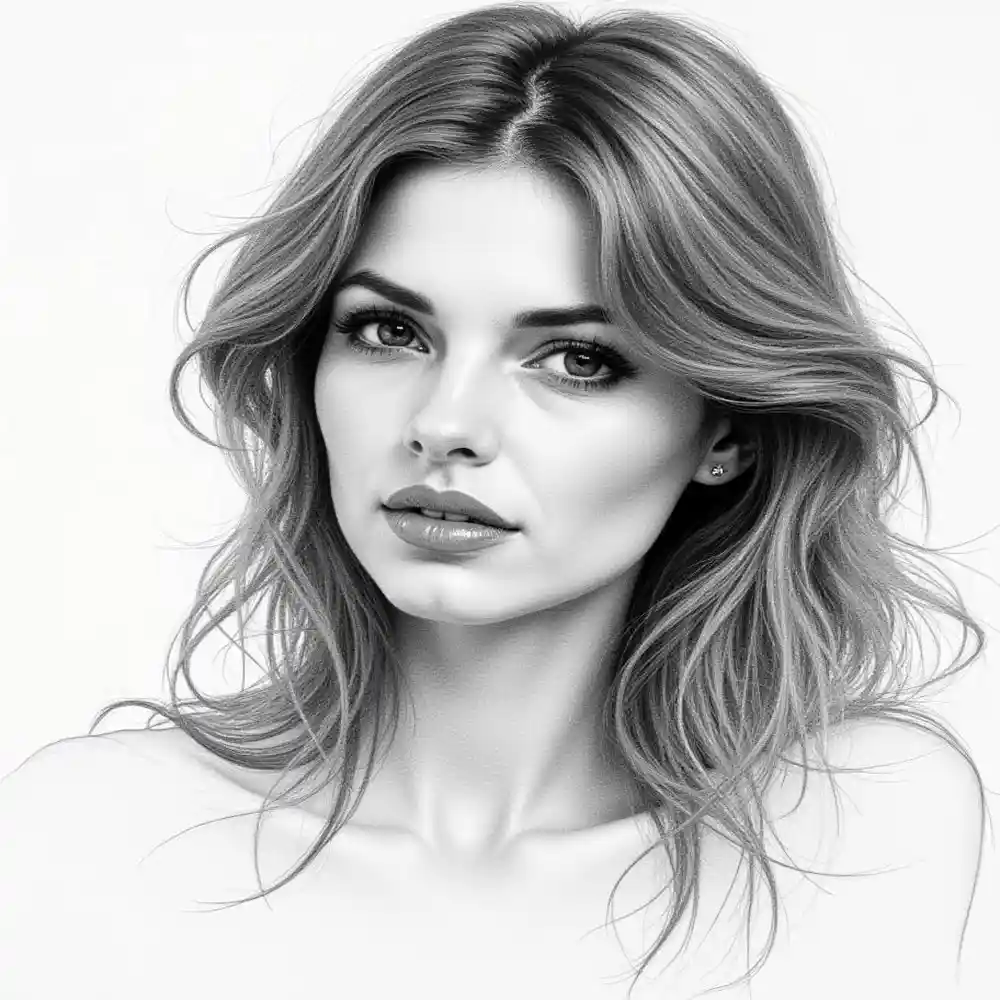 Realistic Woman Pencil Sketch-0071