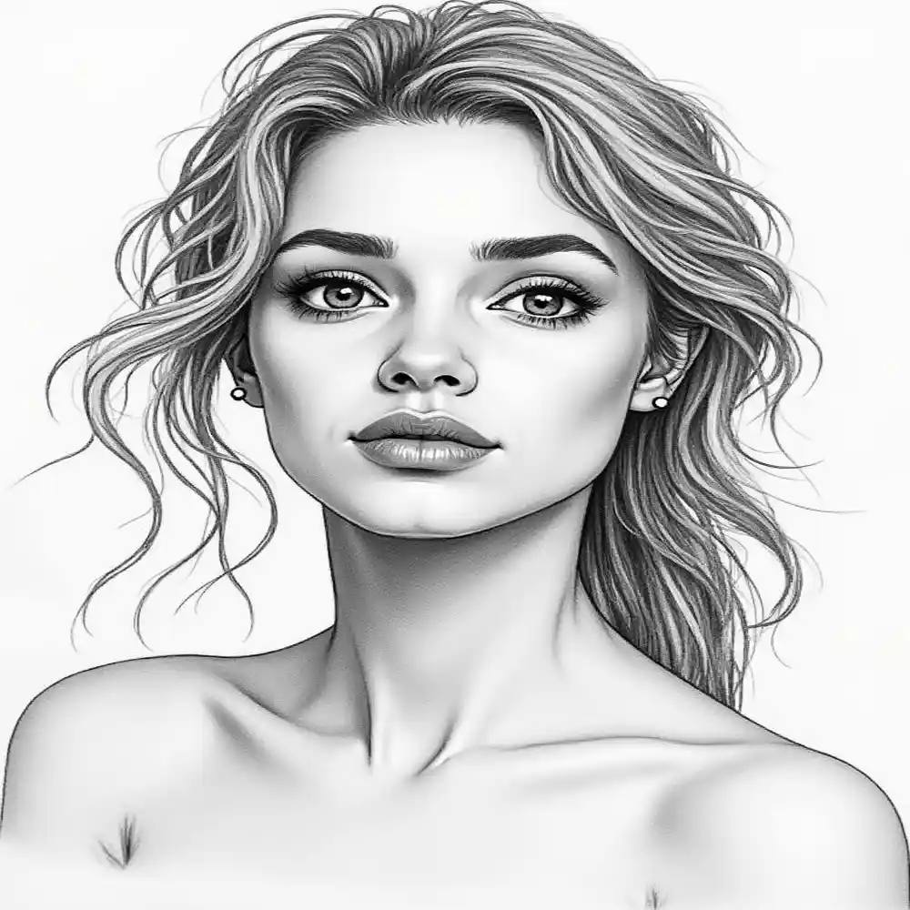 Realistic Woman Pencil Sketch-0072