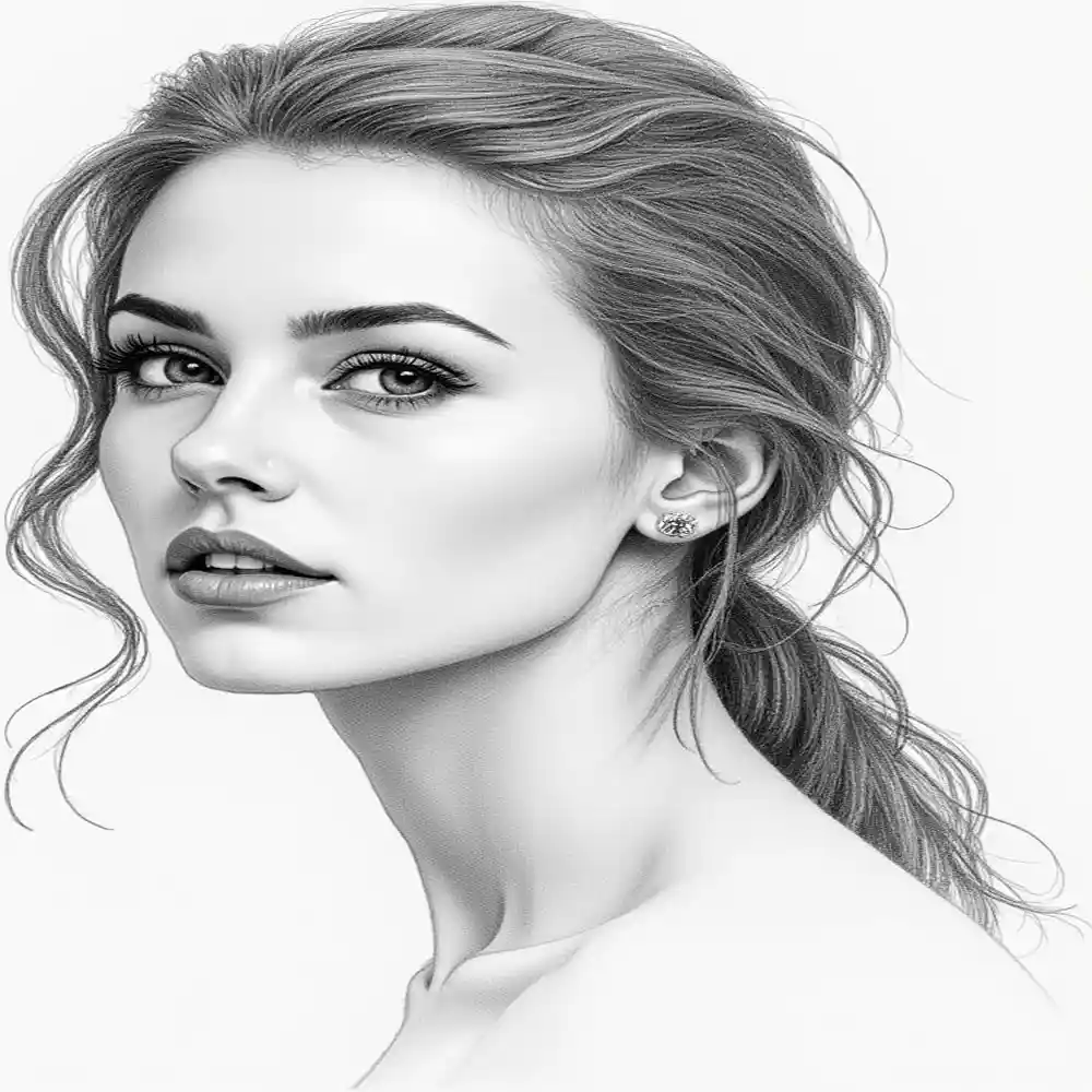 Realistic Woman Pencil Sketch-0073