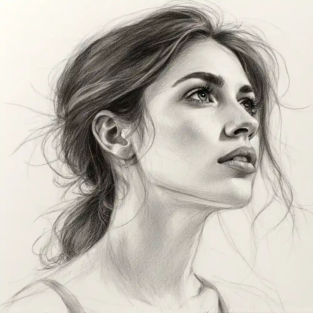 Realistic Woman Pencil Sketch-0075