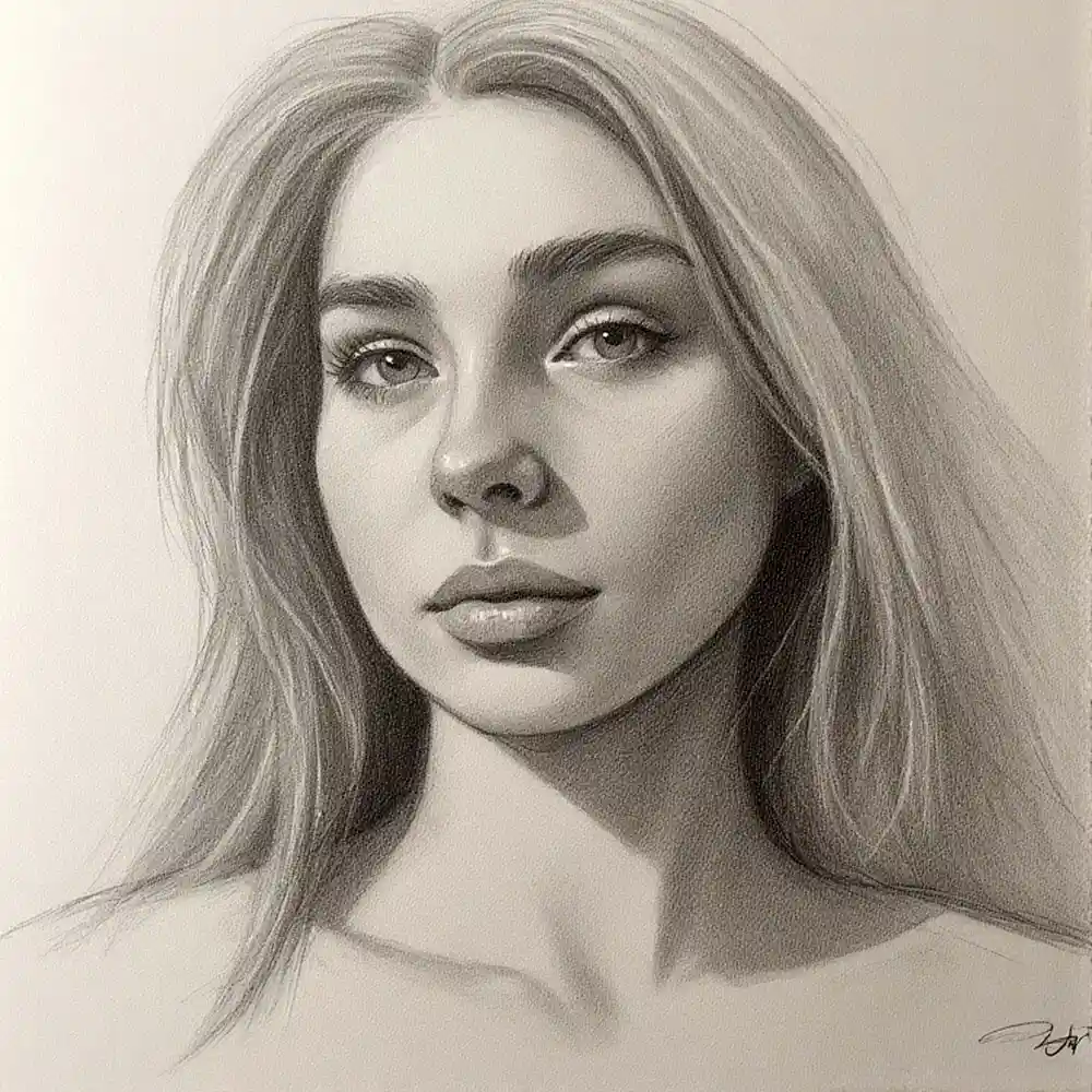 Realistic Woman Pencil Sketch-0078