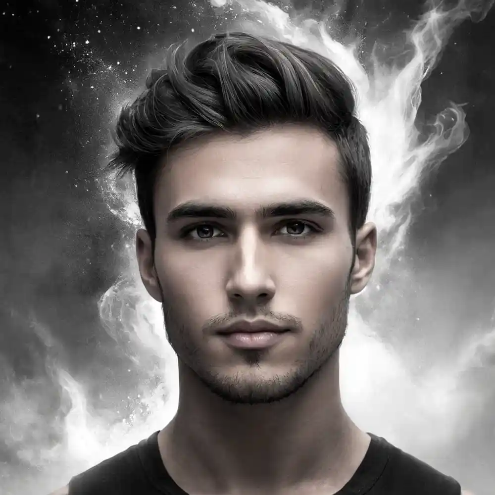 Black And White Half-Face Male Portrait Art