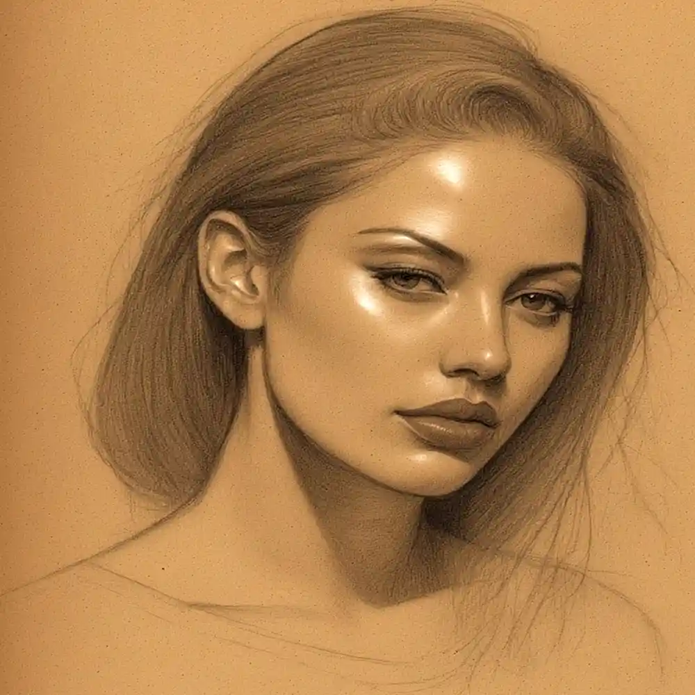 Realistic Woman Pencil Sketch-0080