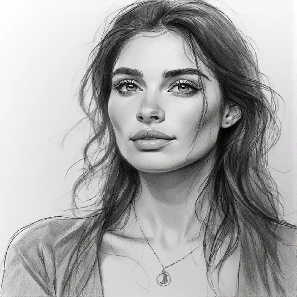 Realistic Woman Pencil Sketch-0082
