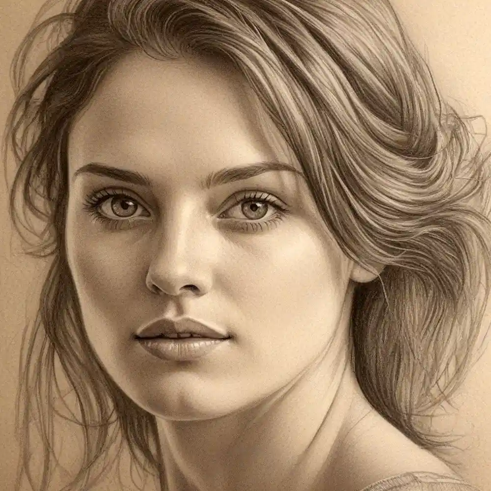 Realistic Woman Pencil Sketch-0086