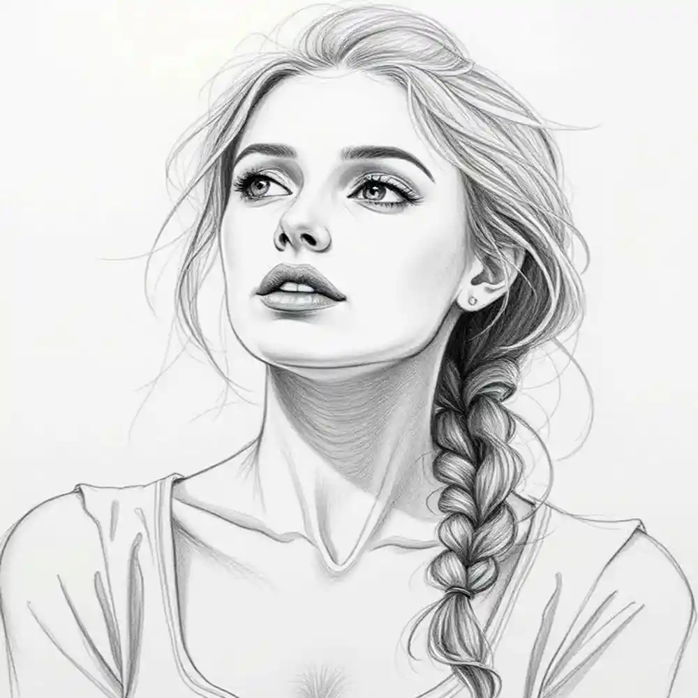 Realistic Woman Pencil Sketch-0089