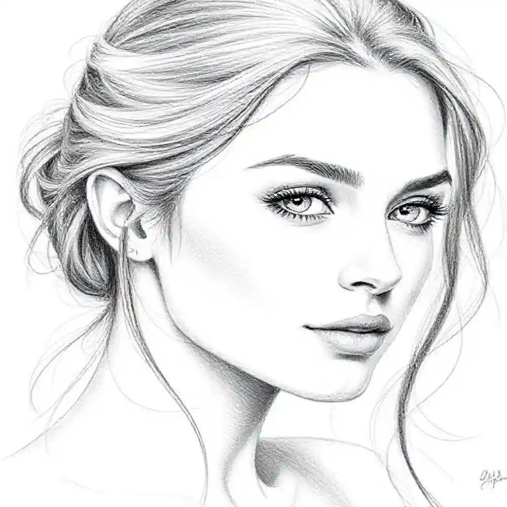 Realistic Woman Pencil Sketch-0093