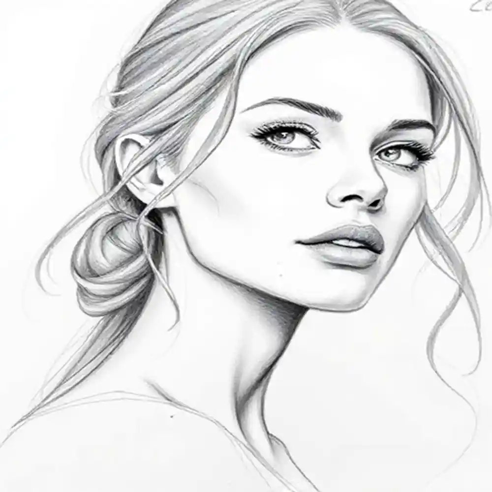 Realistic Woman Pencil Sketch-0097