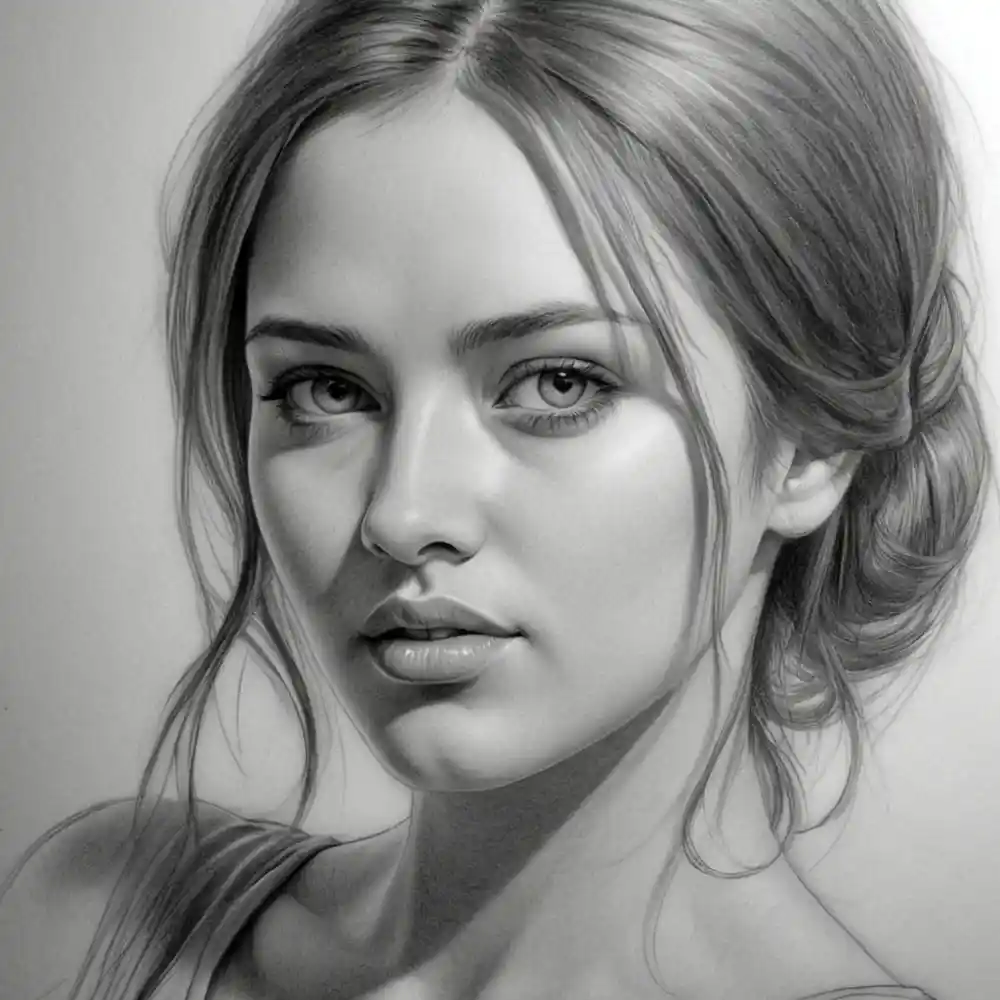 Realistic Woman Pencil Sketch-0102