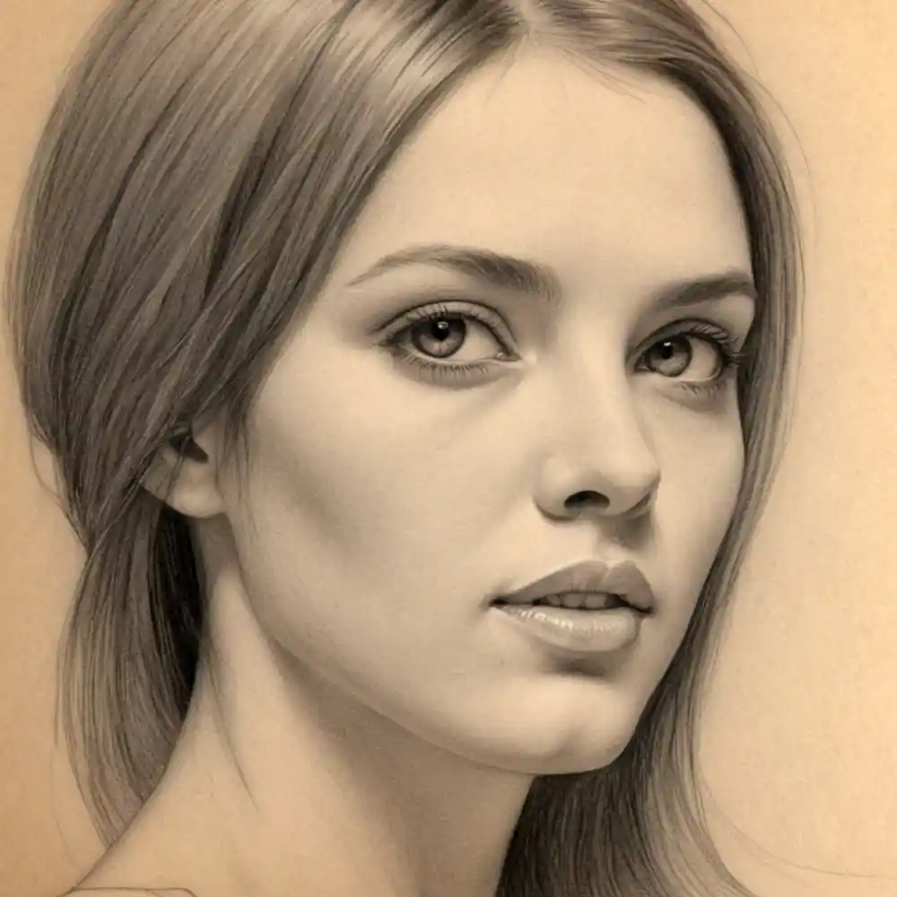 Realistic Woman Pencil Sketch-0103