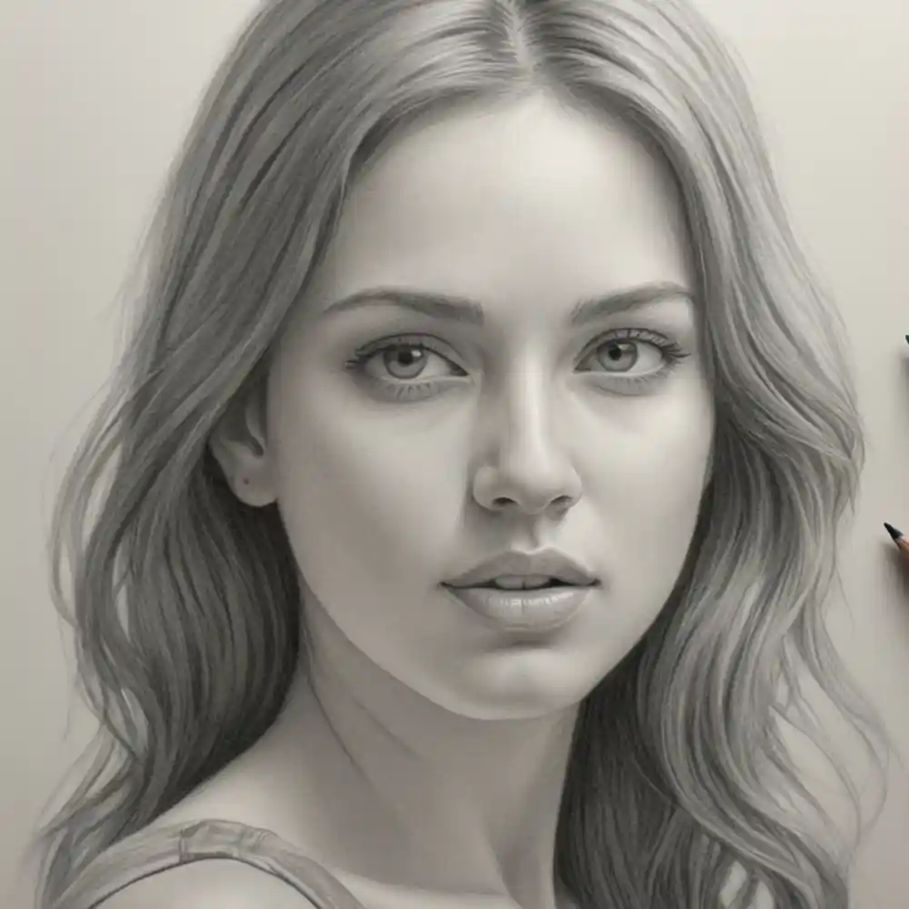 Realistic Woman Pencil Sketch-0105
