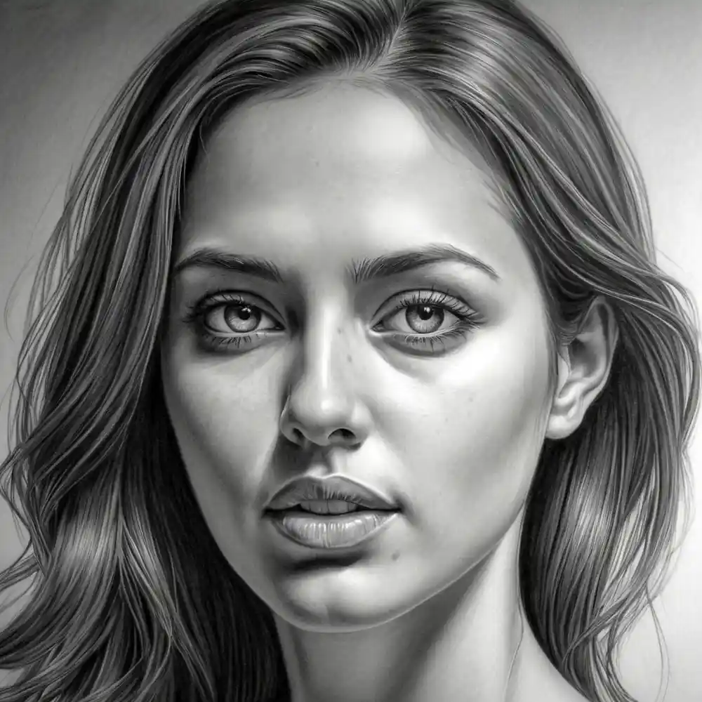 Realistic Woman Pencil Sketch-0106