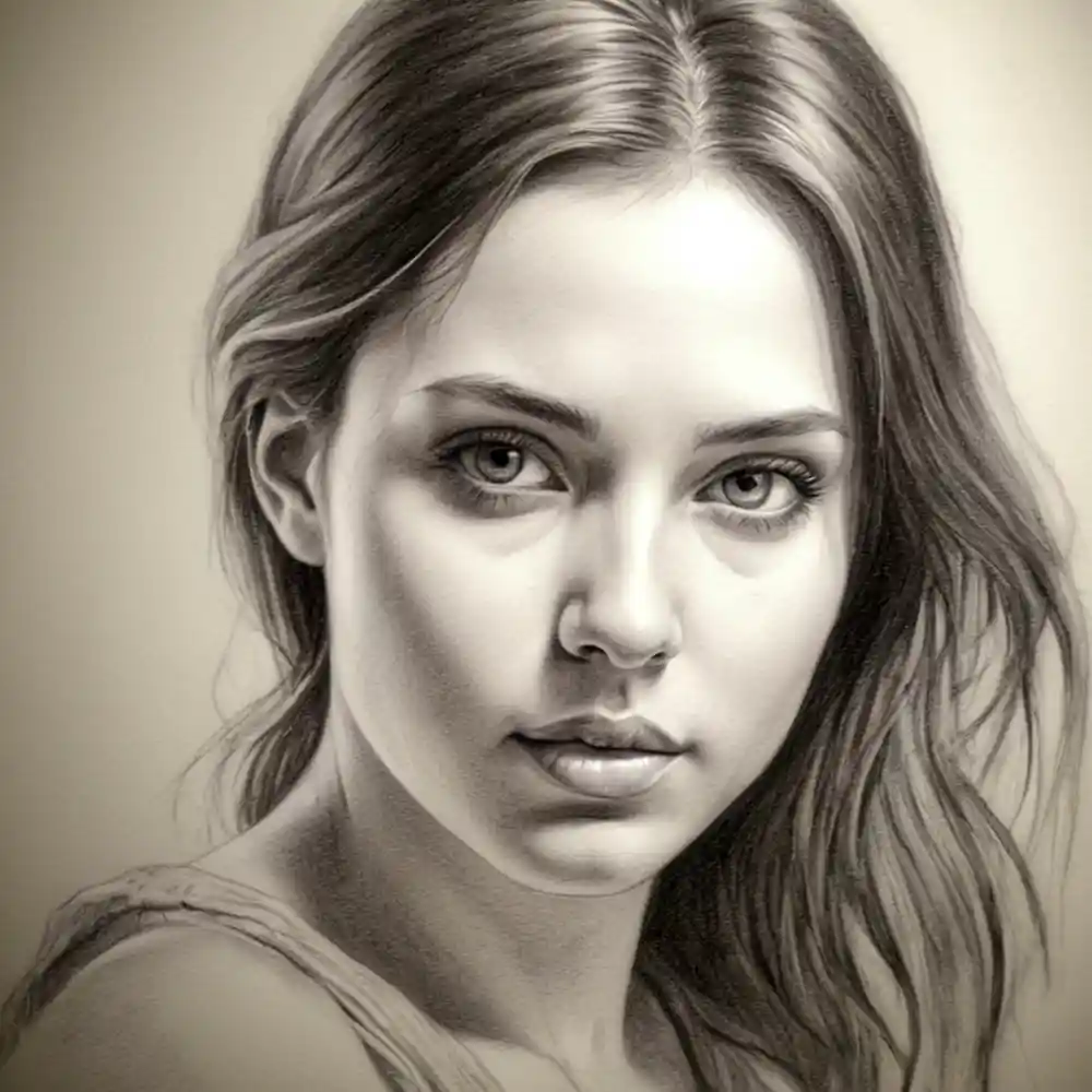 Realistic Woman Pencil Sketch-0109