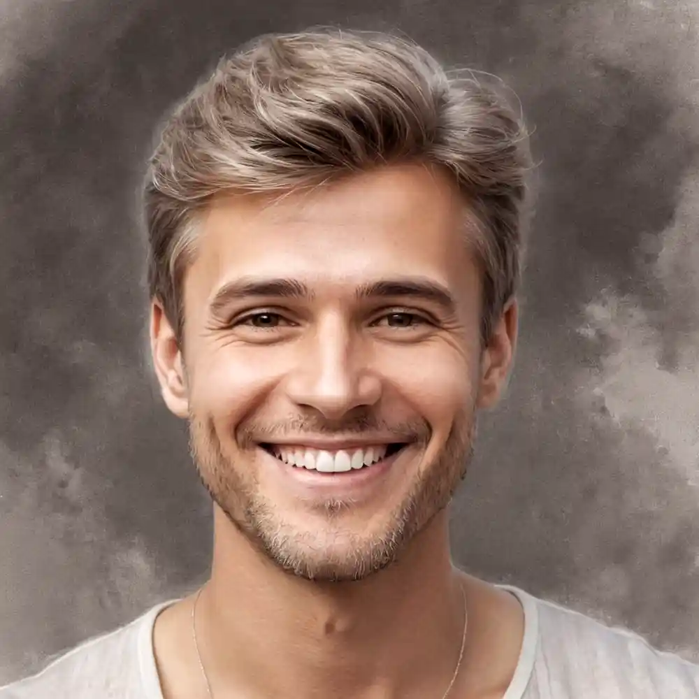 Realistic Graphite Sketch Portrait Smiling Man