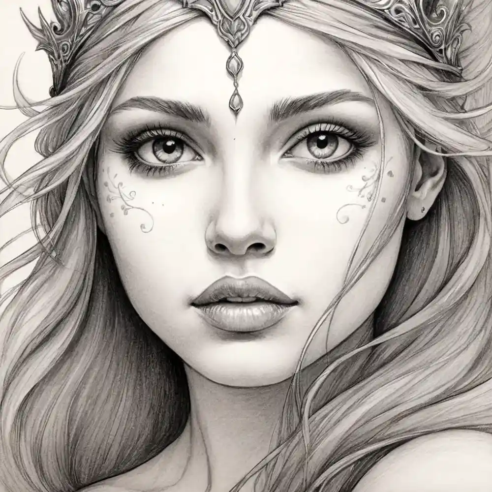 Black Background Half Portrait Pencil Sketch