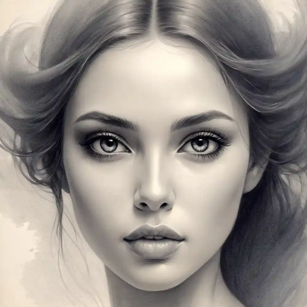 Beautiful Pencil Face Sketch In Monochrome