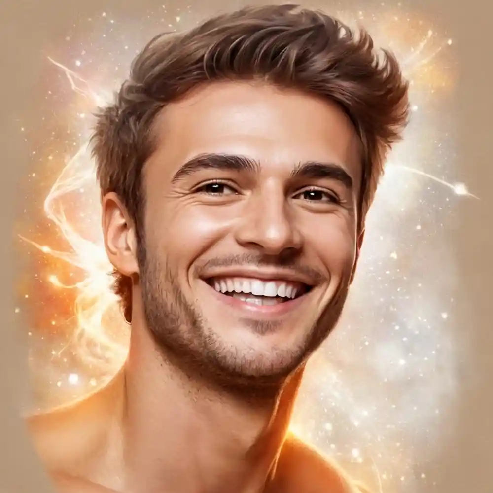 Smiling Man Sketch Artwork Portrait Half View