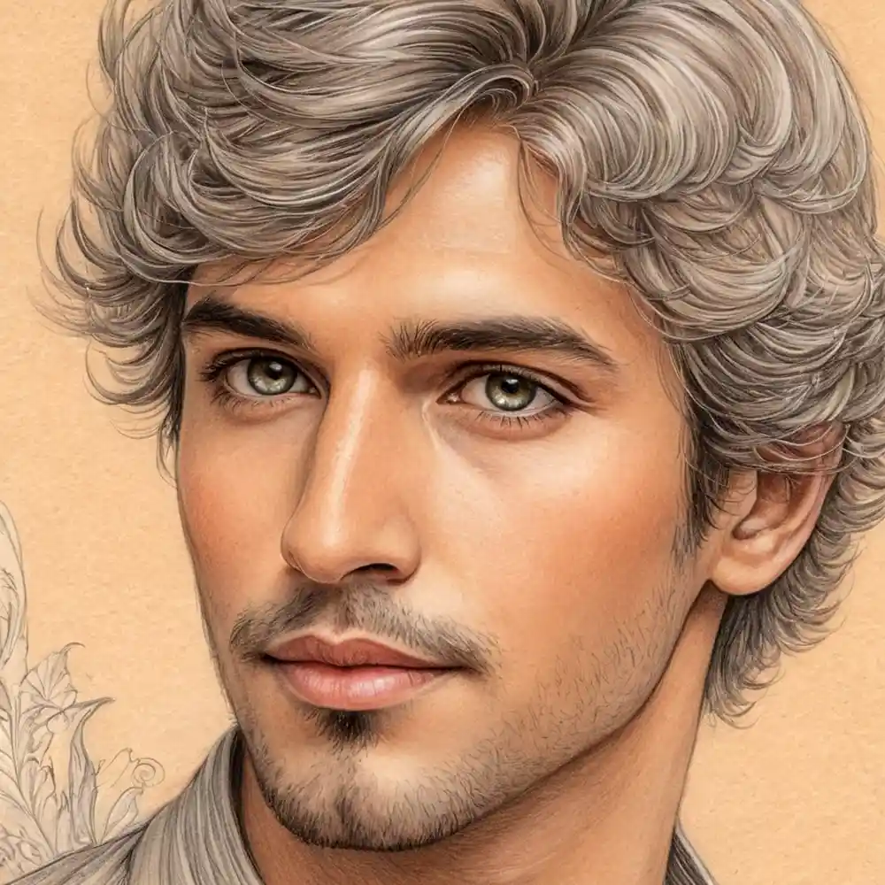 Detailed Pencil Sketch Half Face Portrait Male