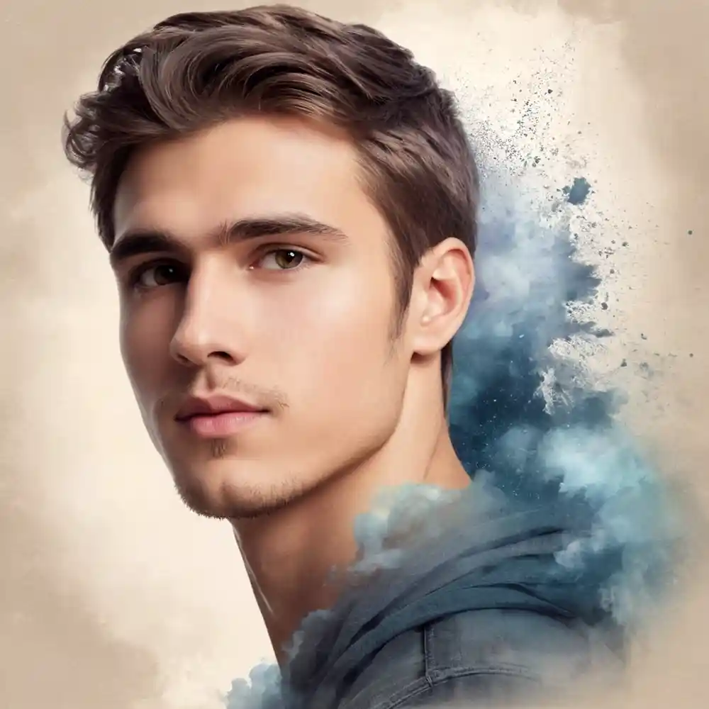 Graphite Portrait Art Half Face Of Young Man