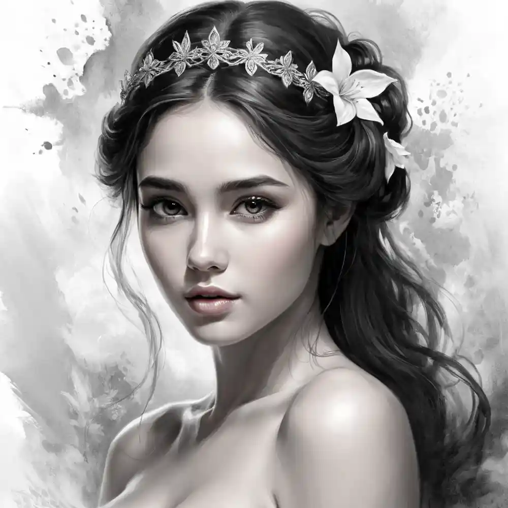 Black And White Portrait Drawing Half Figure