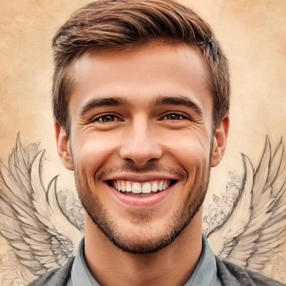 Pencil Sketch Smiling Man Realistic Portrait