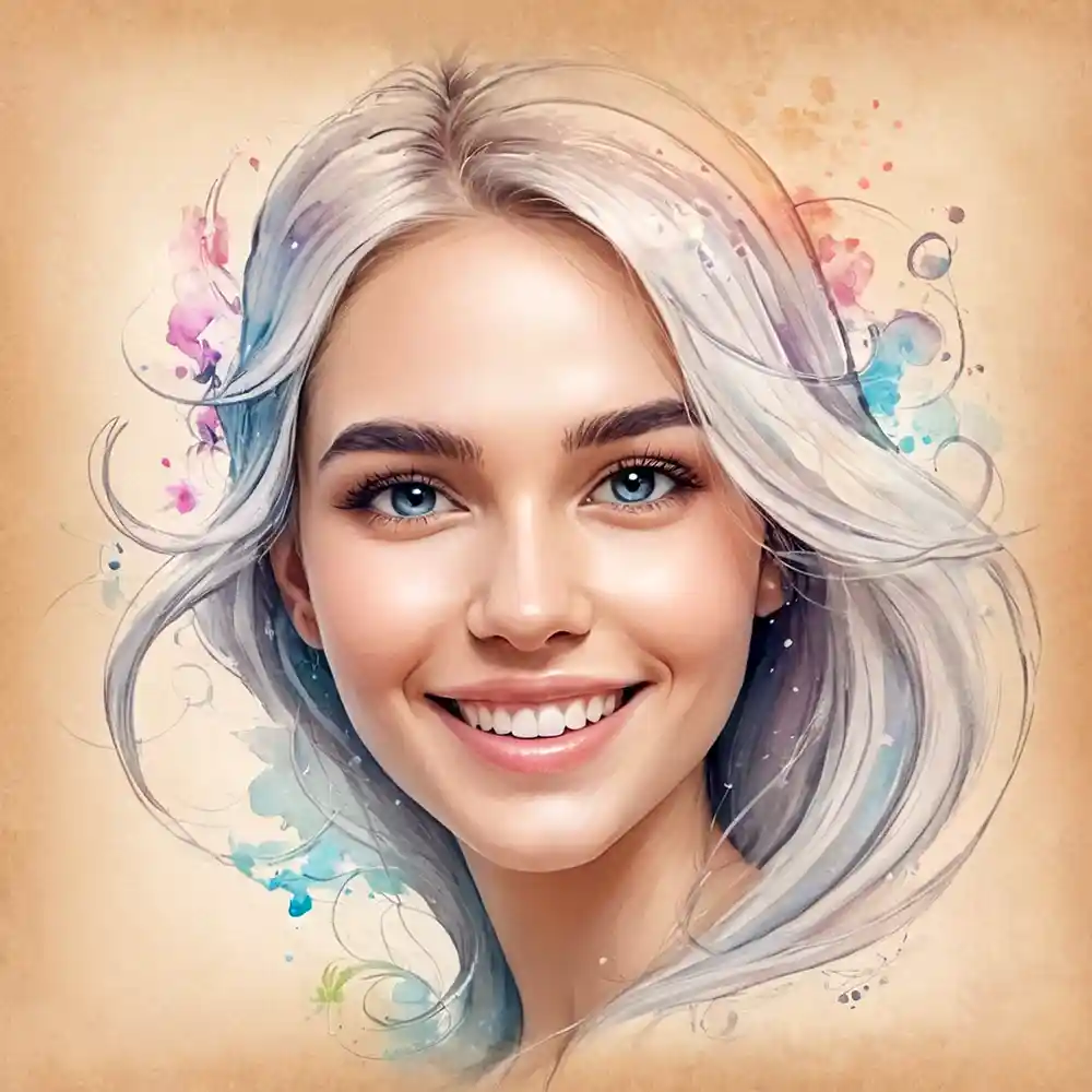 Handmade Sketch Portrait Smiling Half Face