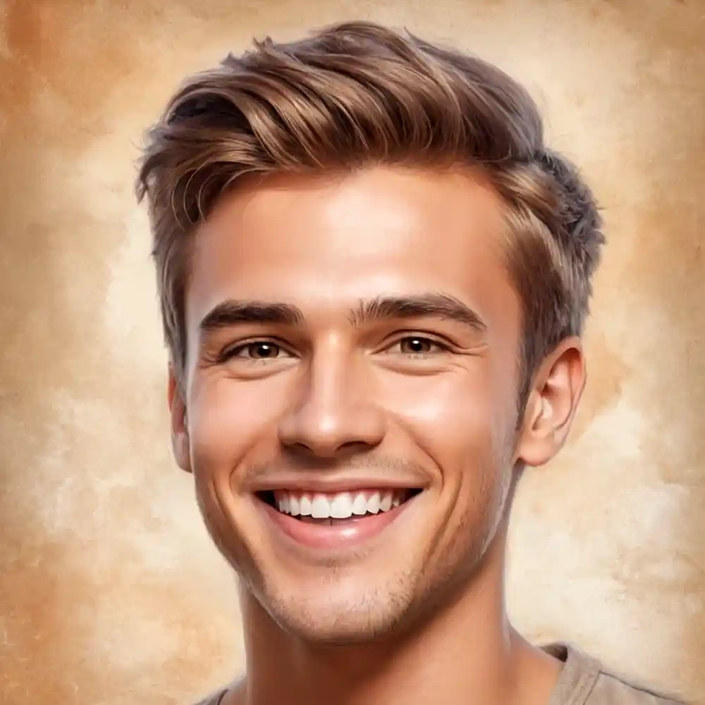 Pencil Sketch Smiling Male Portrait Half View