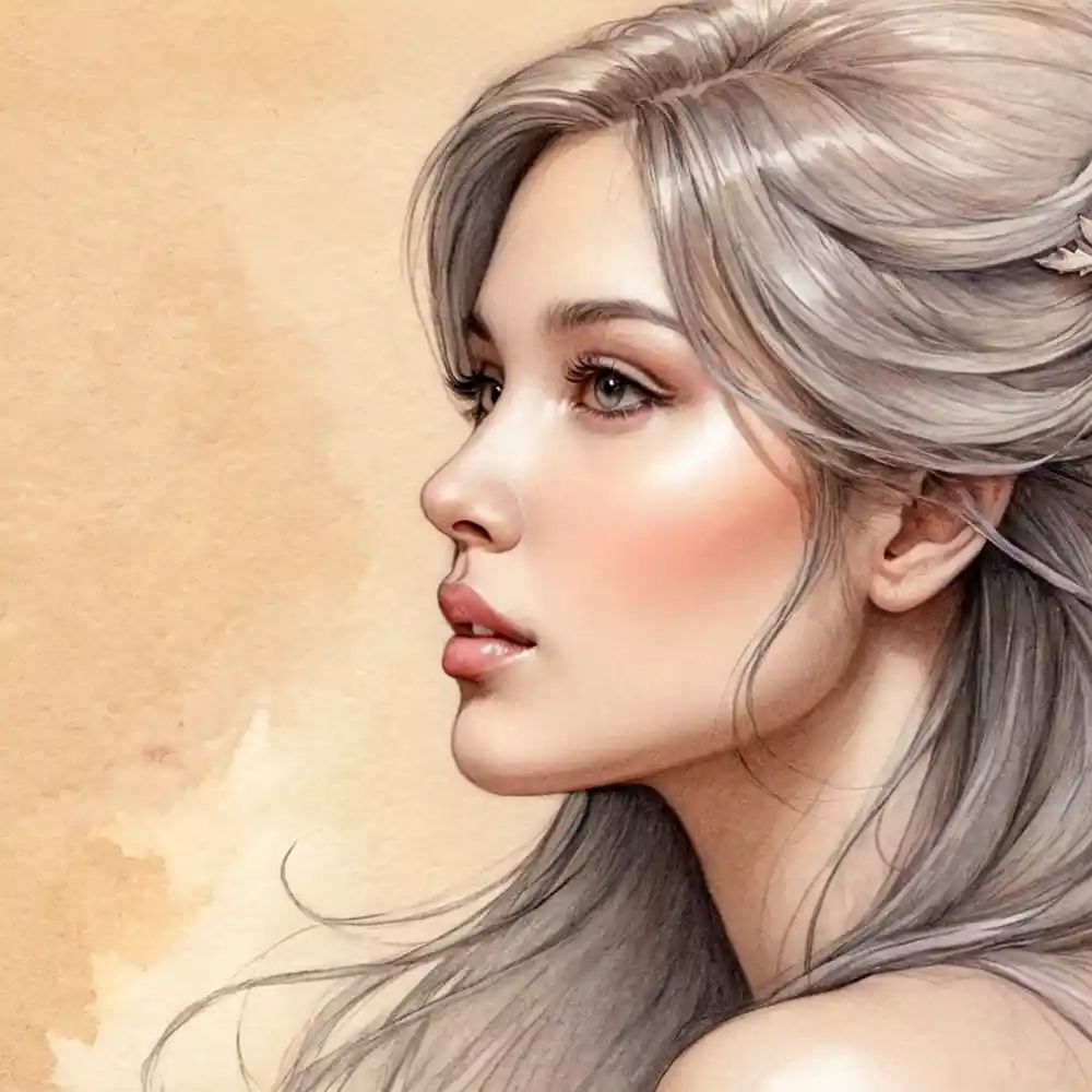 Pencil Sketch Portrait Half Side Face View