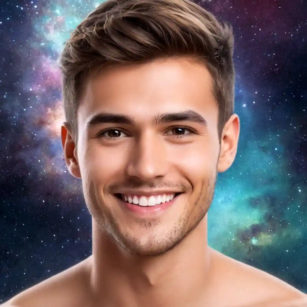 Half Face Drawing Smiling Male Portrait Art