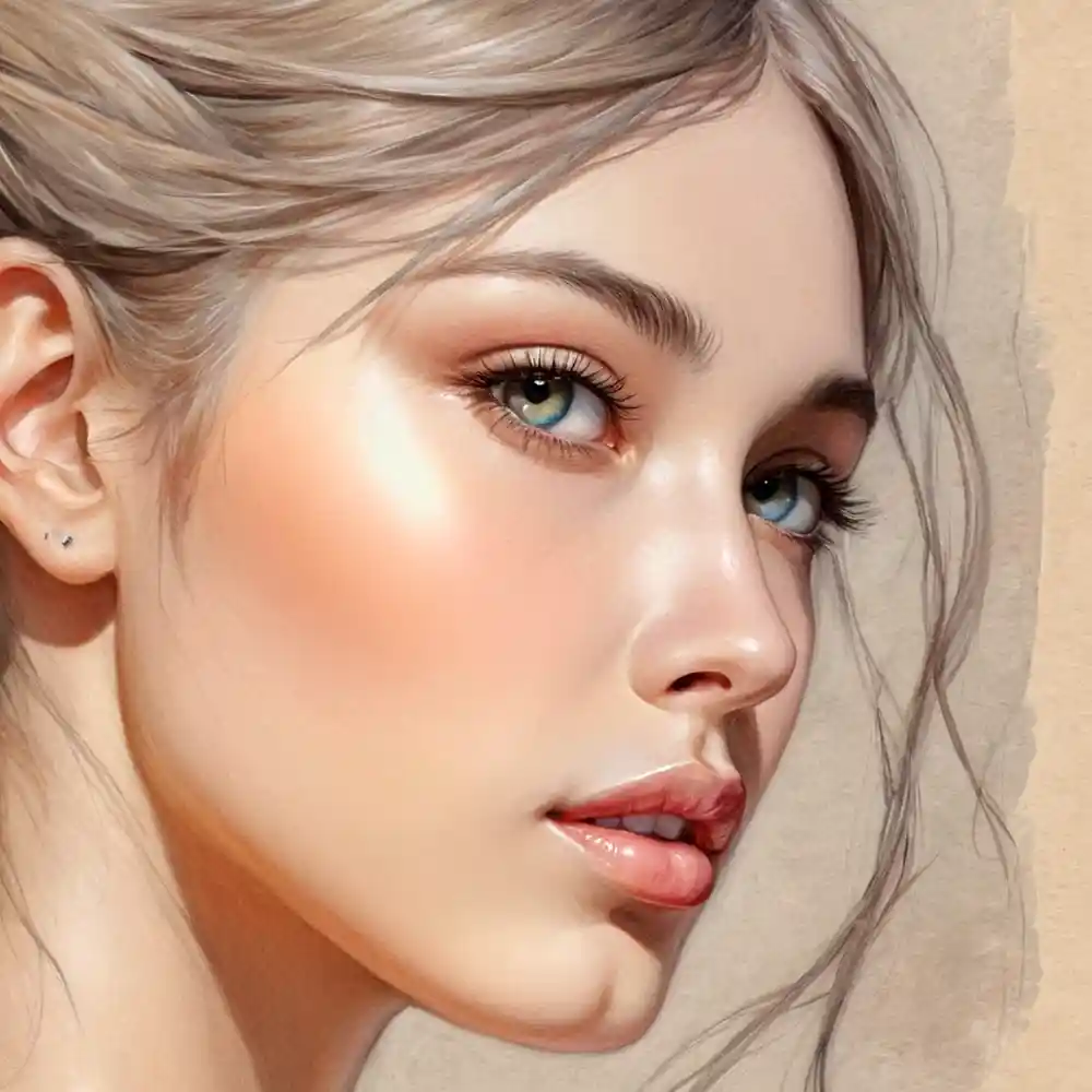 Pencil Art Portrait Sketch Close-Up Half Face