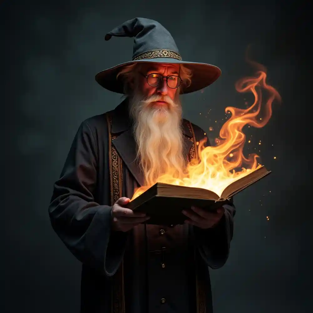 Human Wizard with glowing spellbook-0009