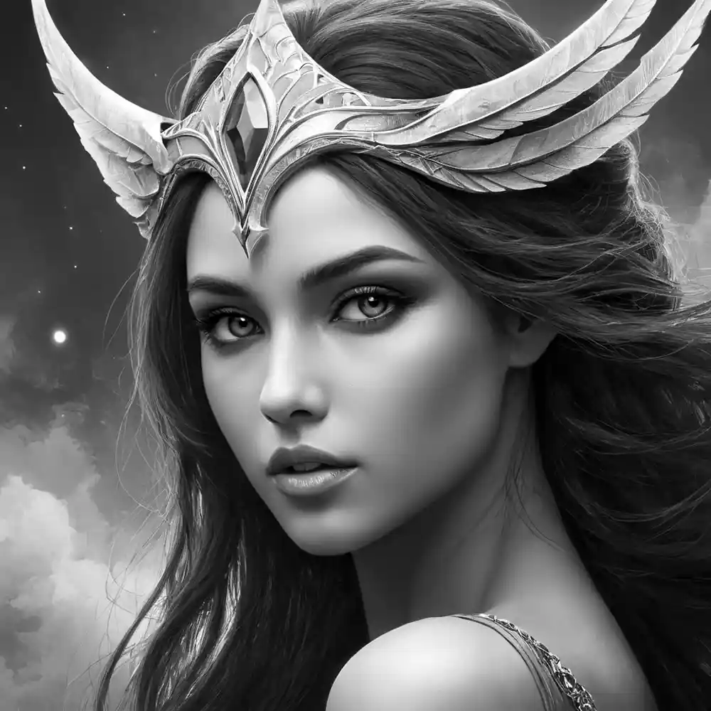 Black And White Close-Up Portrait Sketch