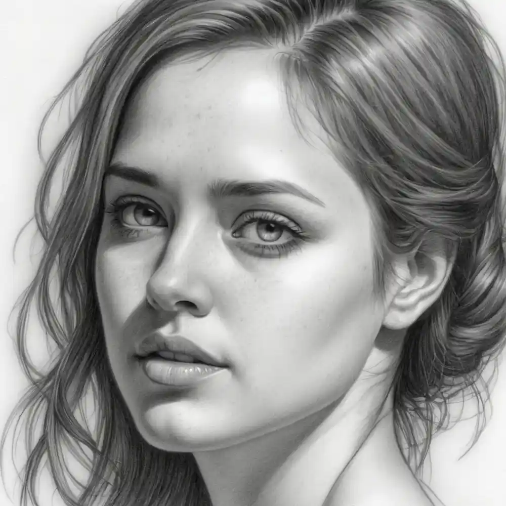 Realistic Woman Pencil Sketch-0114