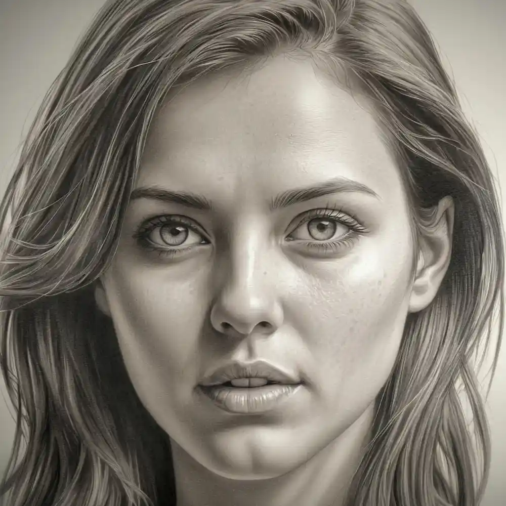Realistic Woman Pencil Sketch-0115