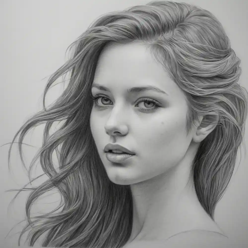 Realistic Woman Pencil Sketch-0116
