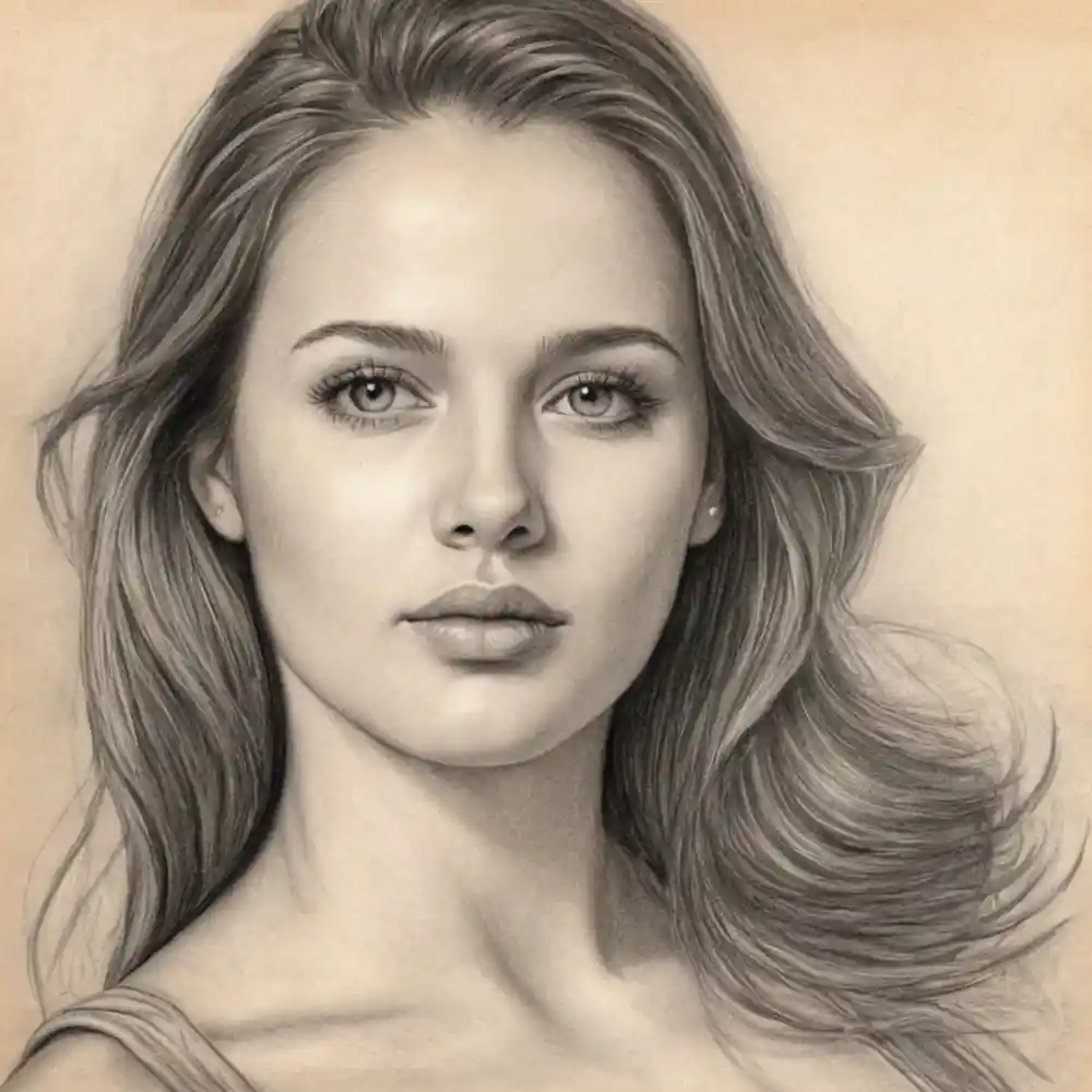 Realistic Woman Pencil Sketch-0133