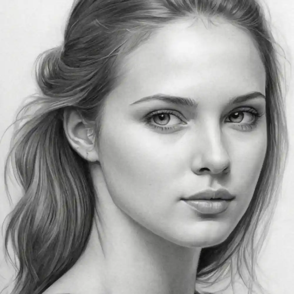 Realistic Woman Pencil Sketch-0134