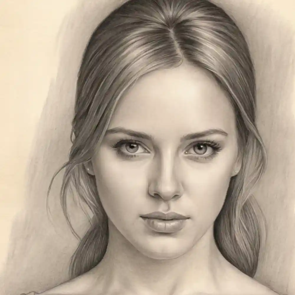 Realistic Woman Pencil Sketch-0137