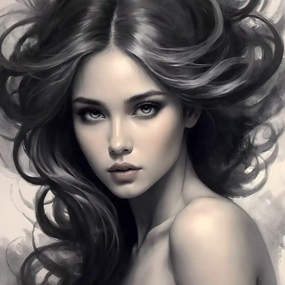 Charcoal Portrait Sketch Black And White Art