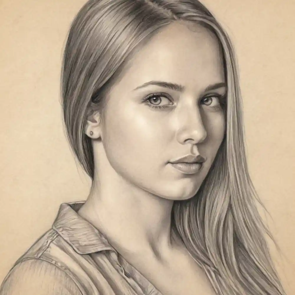 Realistic Woman Pencil Sketch-0140