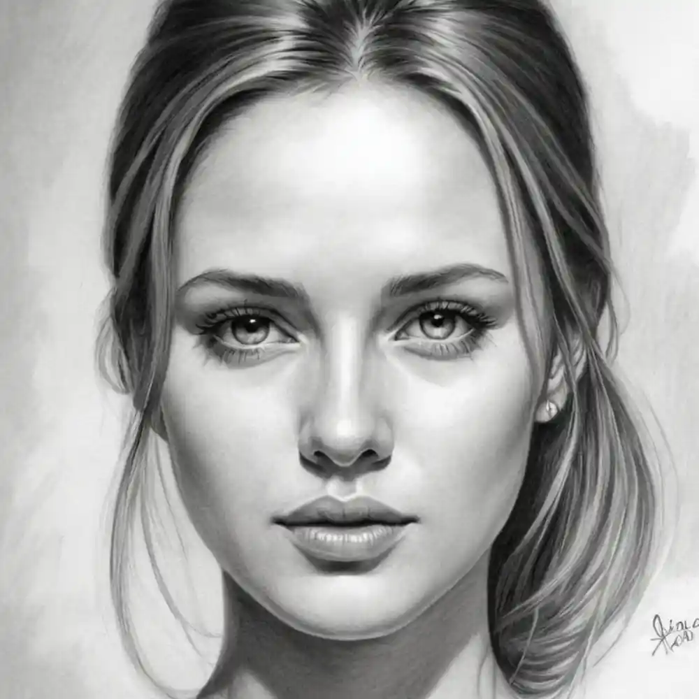 Realistic Woman Pencil Sketch-0141