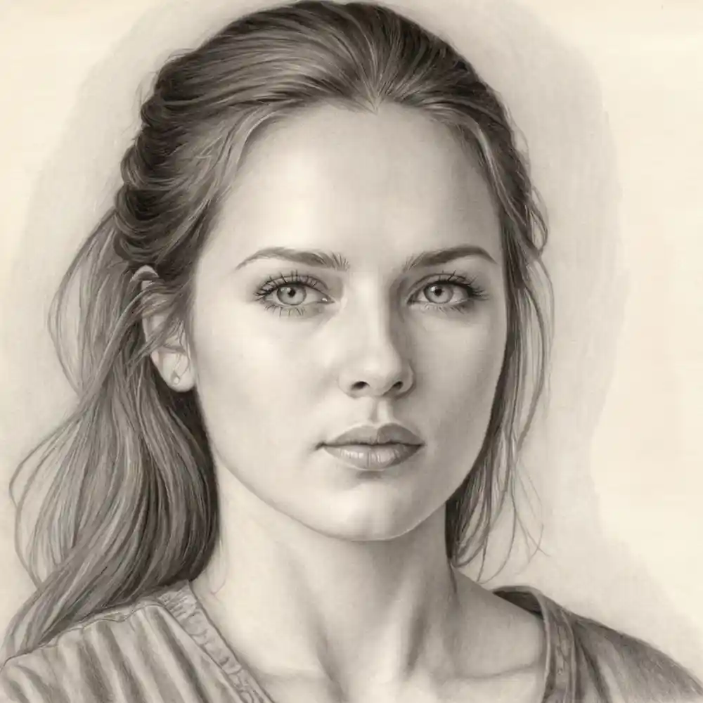 Realistic Woman Pencil Sketch-0143